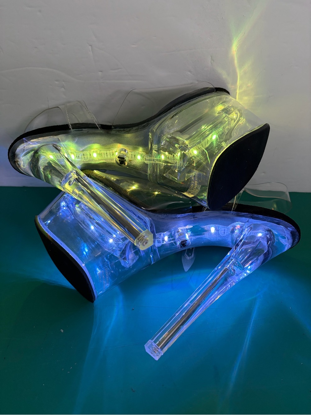Pleaser Flashdance 708 LED Clear Platform Heels Stripper Shoes Size 8 - Picture 12 of 16